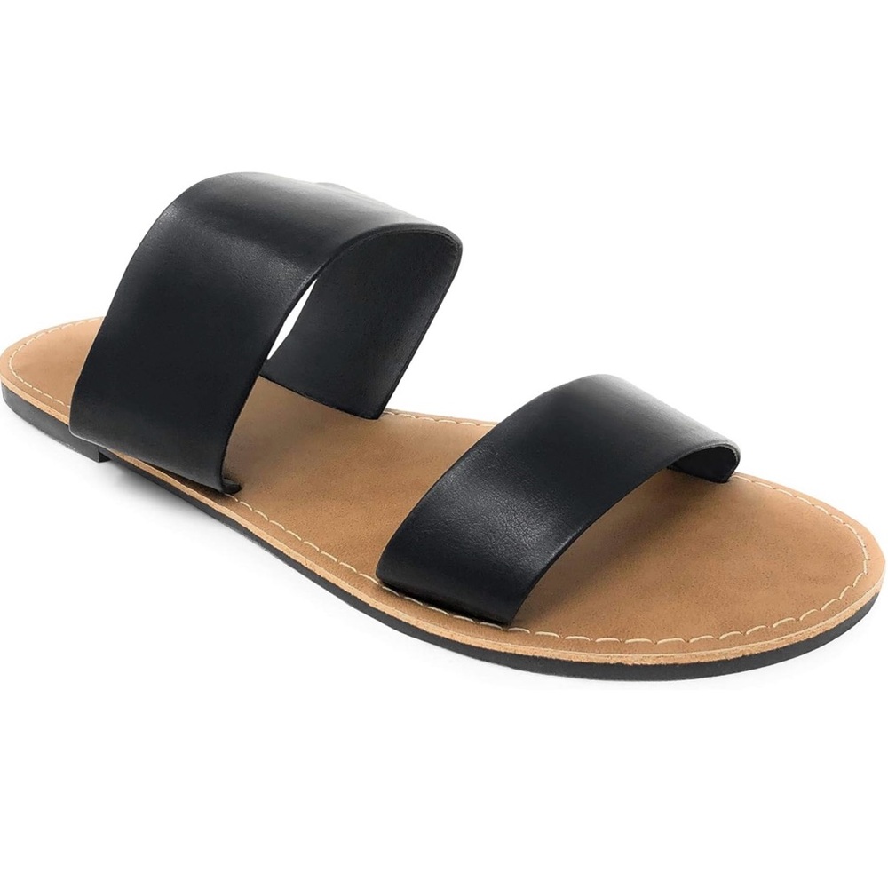 Charles Albert Womens Black Double 2 Strap Sandal Size 9